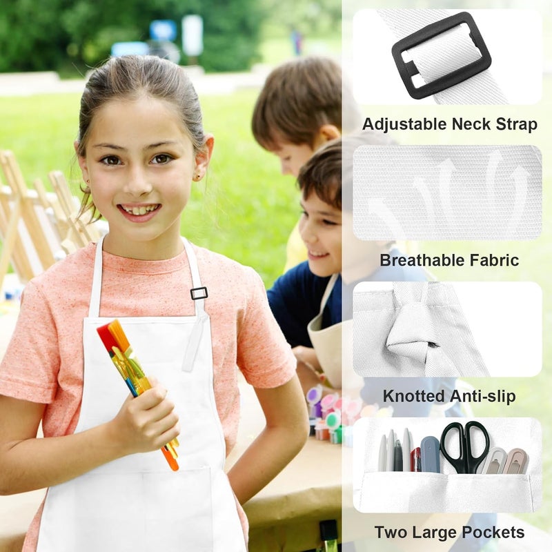 imeago 15 PCS Kids Aprons with Pockets Adjustable Chef Painting Aprons Bulk for Girls Boys Aged 6-13 Cooking Baking Crafting - Image 2